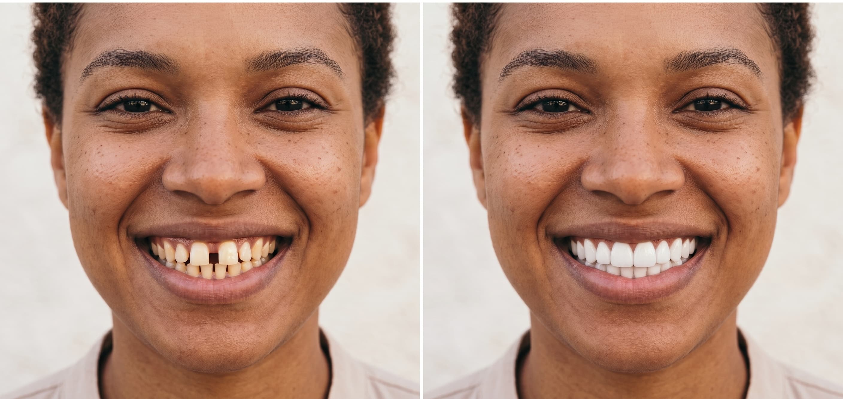 Before and after smile transformation, Chipped Tooth Composite Bonding