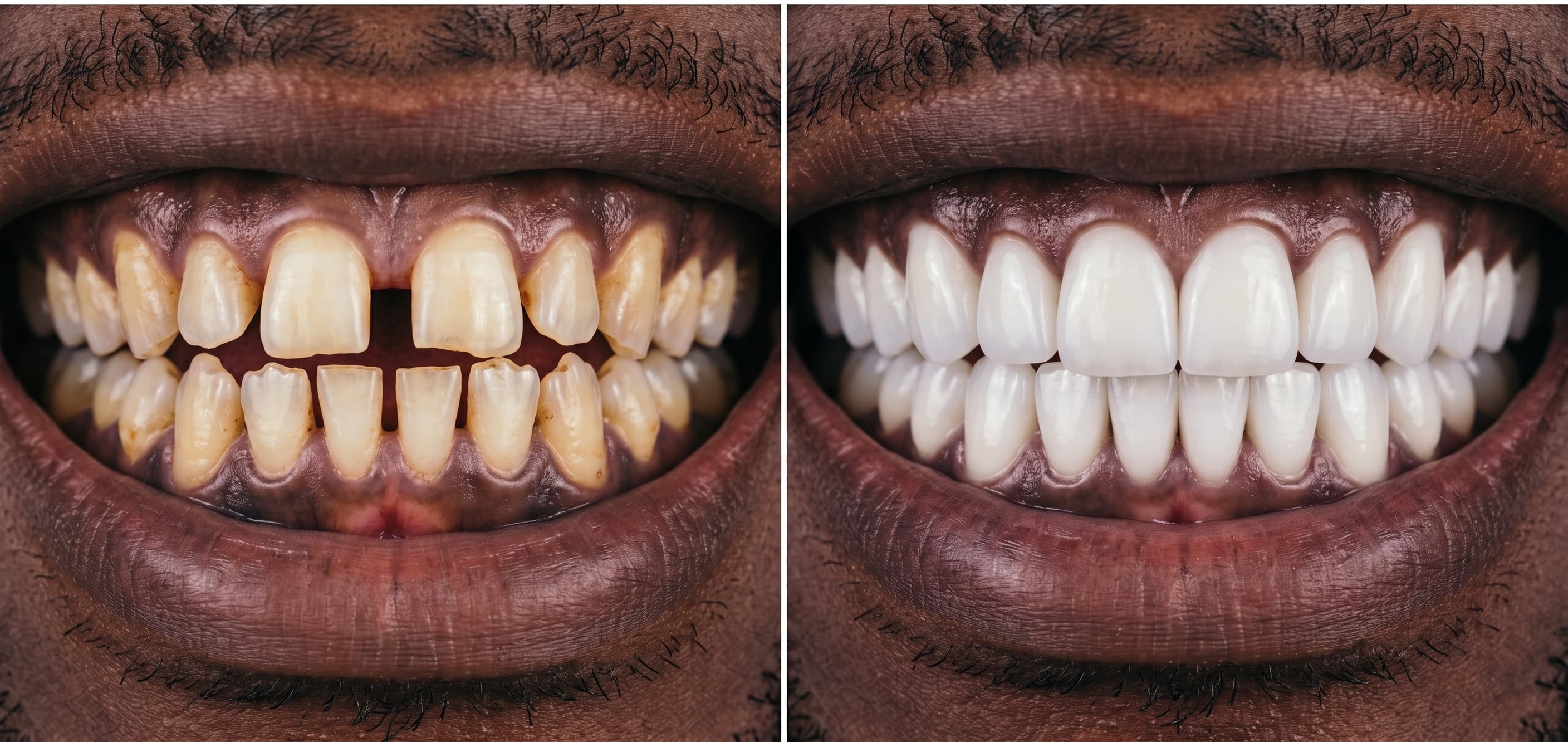 Before and after smile transformation, Diastema Gap Closure Bonding